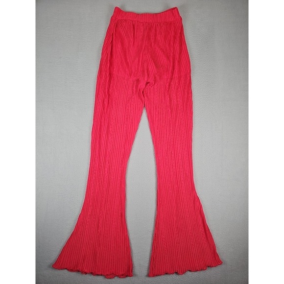 Zara Women's Small Pink Pants Pleated Ruffled Flare Elastic Waistband BOHO - Picture 9 of 12